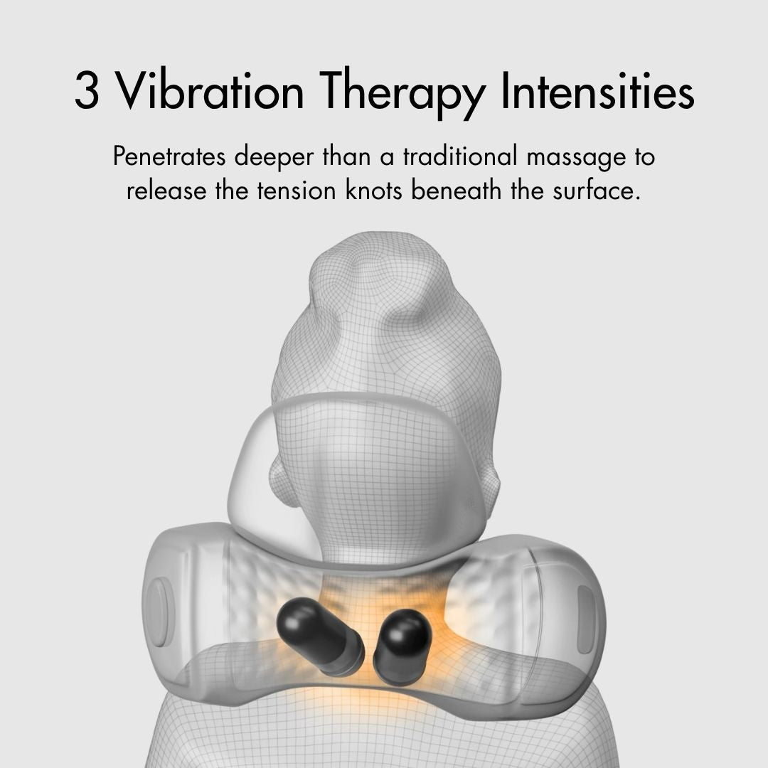 The device in use, supporting the neck of a person lying down